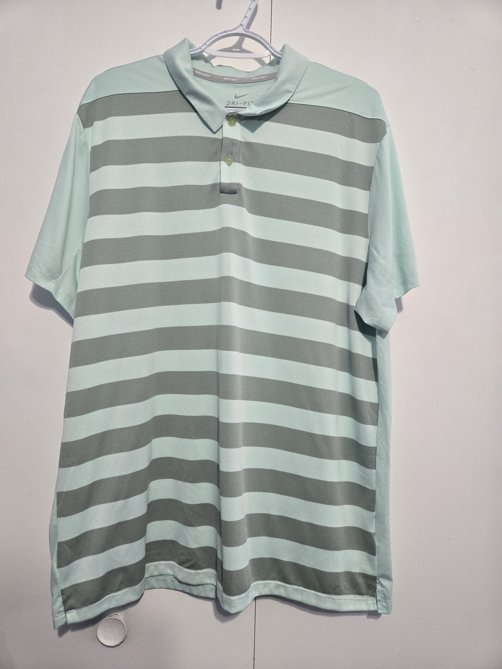Nike Golf Dri-FIT Polo Shirt XL Green Striped Performance Golf Athletic Mens
